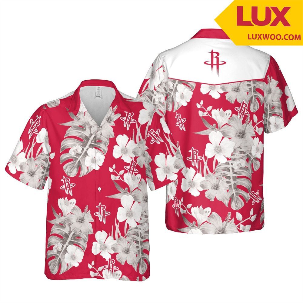 NBA Houston Rockets Tropical Flowers Hawaiian Shirt V3 Aloha Shirt