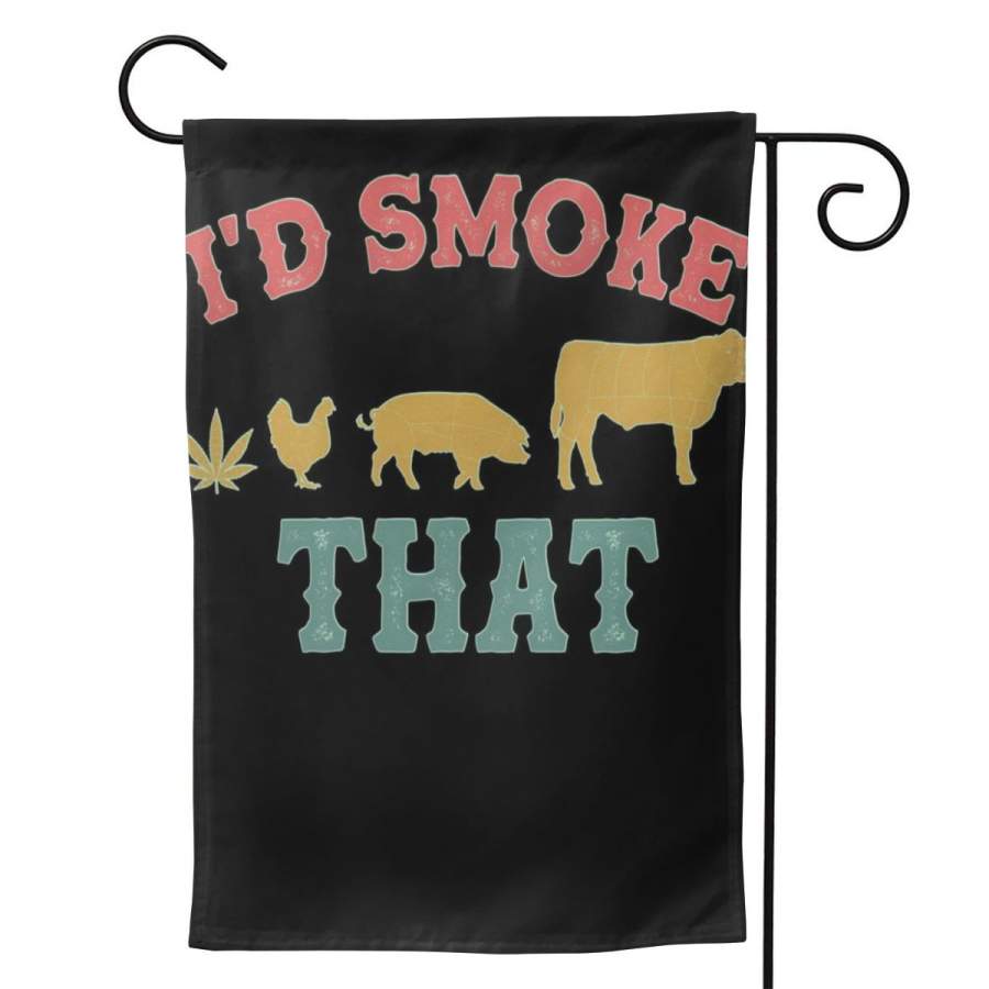 2 Pcs Garden Flag Funny I’d Smoke That Marijuana Leaf Horizontal Poster 12.5″x18″ -Mothers Day, Birthday Gifts for Mom, Dad, Wife, Husband, Daughters, Grandma, Friends