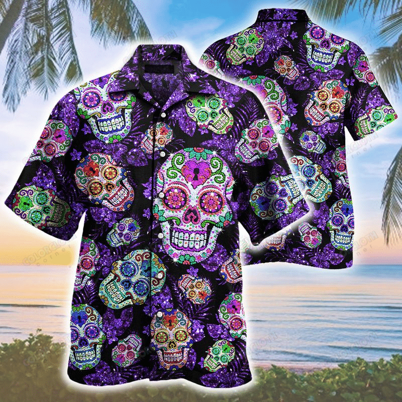 Sugar Skull Diamond Pattern Hawaii Shirt Ha71968