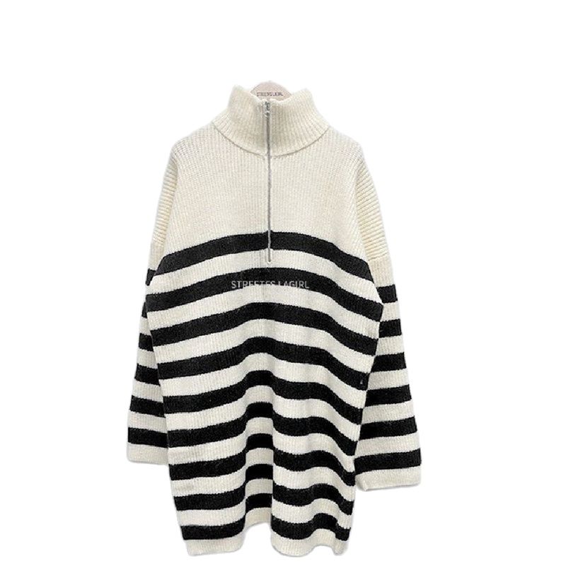 Autumn Winter Knitted Sweater Women Elegant Striped Pullover Ladies Sweaters Dress Loose Long Sleeve Tops Jumpers Pull Femme alx