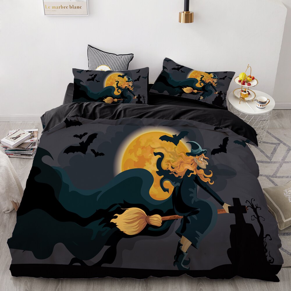 3D Cartoon Bedding Set For Kids/Children/Baby/Boys/Girls,Duvet Cover Set Custom,/Blanket Cover Set Halloween Witch