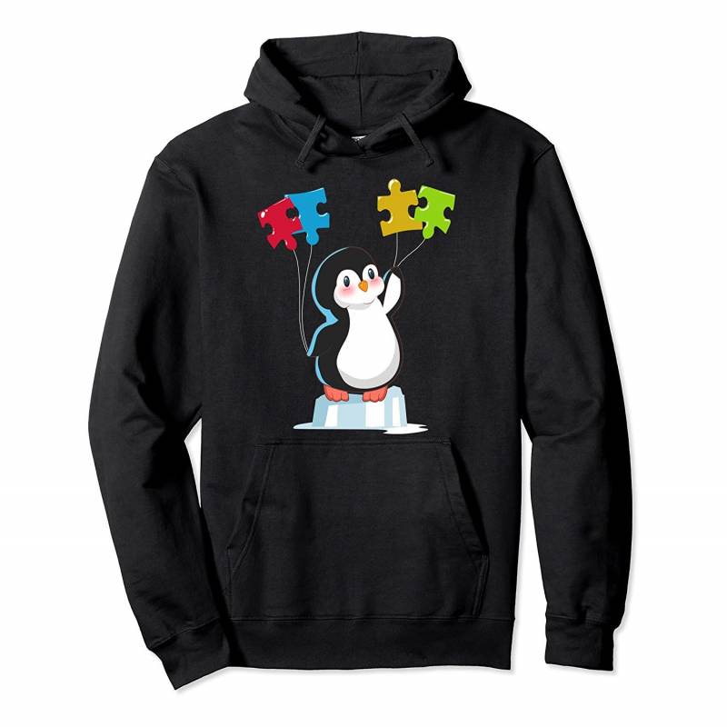 Autism Awareness Cute Penguin Color Puzzles Balloons Pullover Hoodie