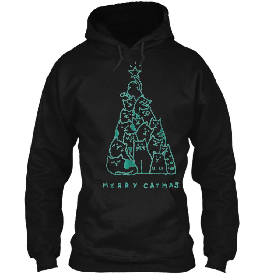 Merry Catmas Christmas Cat Tree Funny Meowy Catmas  Pullover Hoodie   Christmas Gift Ideas