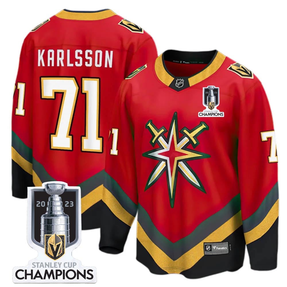 William Karlsson 71 Vegas Golden Knights 2023 Stanley Cup Champions Patch Reverse Editon Jersey – Red