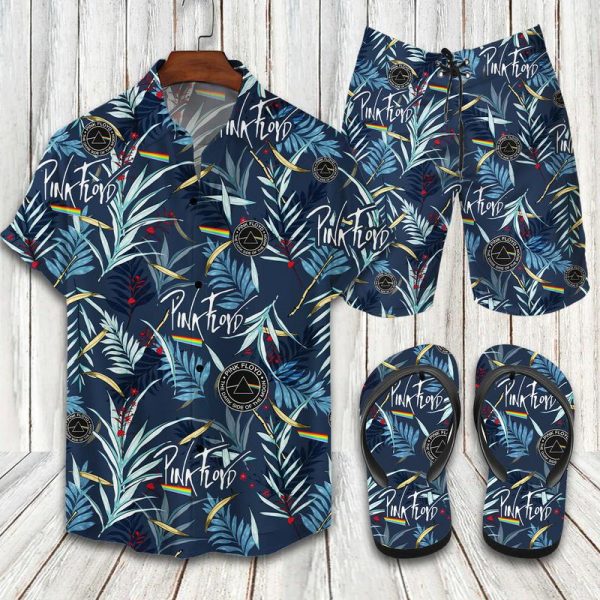 Pink Floyd Rock Band Hawaii Shirt Shorts Set & Flip Flops Beach Clothing Clothes Outfit For Men Ht