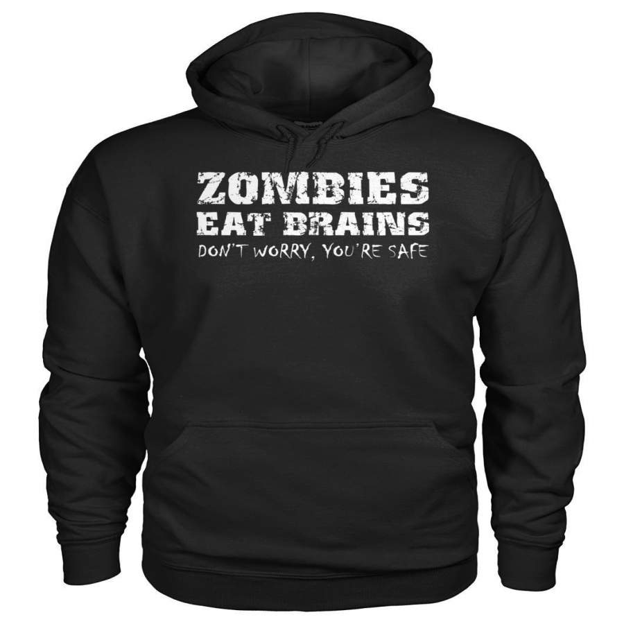 Zombies Eat Brains Pullover Hoodie 8 Oz