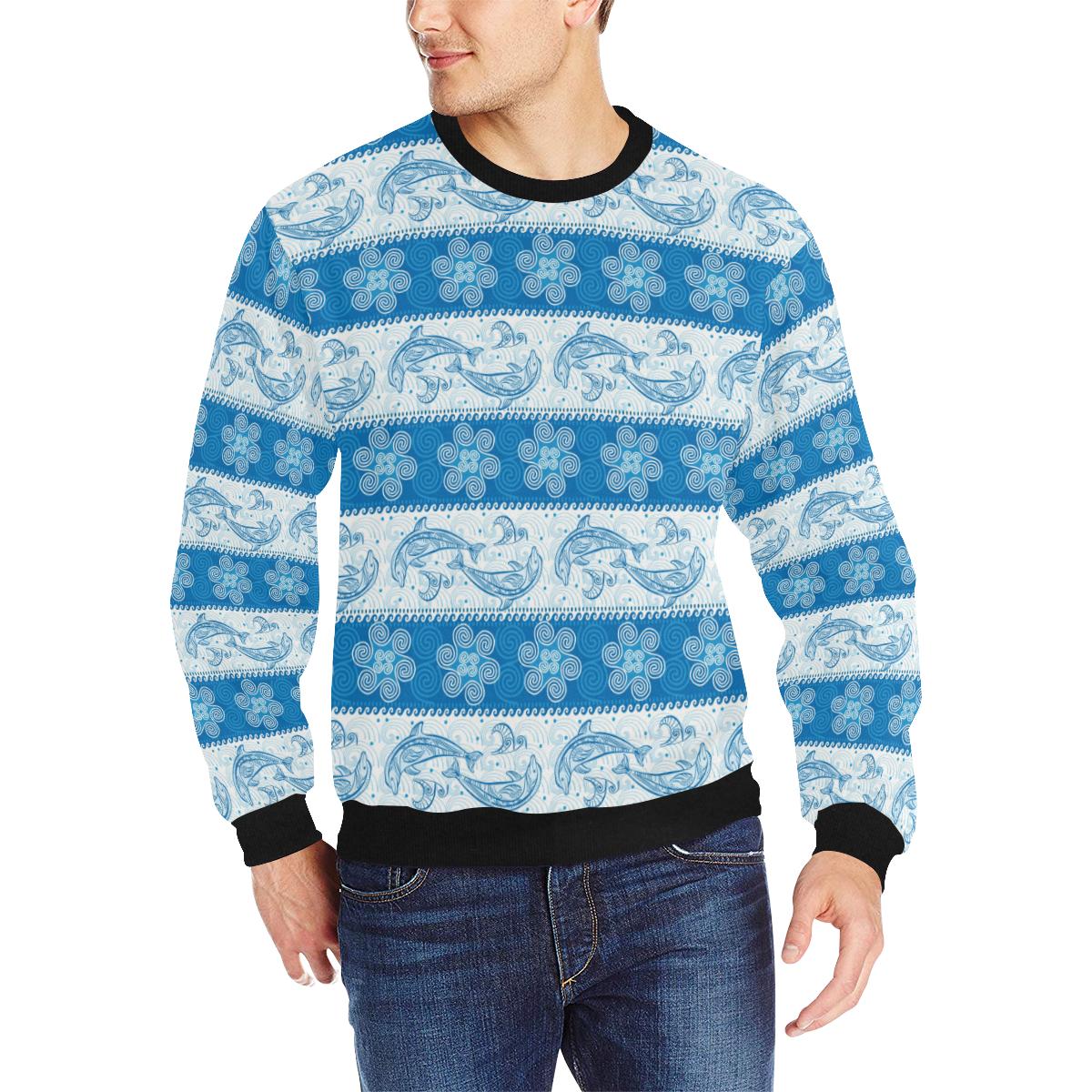 Dolphin Tribal Pattern Men’s Crew Neck Sweatshirt