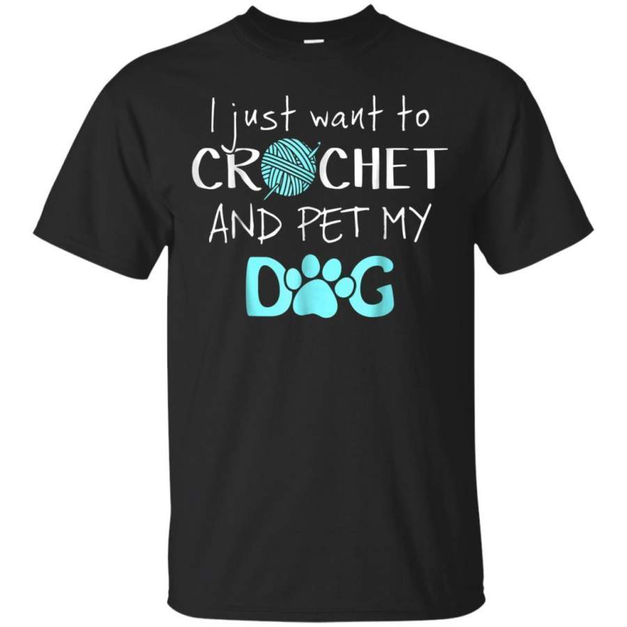 AGR Crochet And Pet My Dog Perfect Crocheting Pet Lover Tshirt Jaq T-shirt