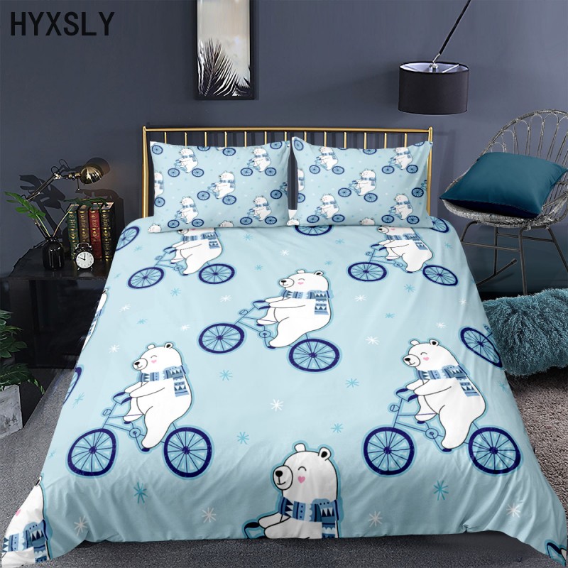 Penguin Polar Bear Cartoon Print Duvet Cover Home Living Luxury Bedding Set Pillowcase Queen King Au/Eu/Us Size