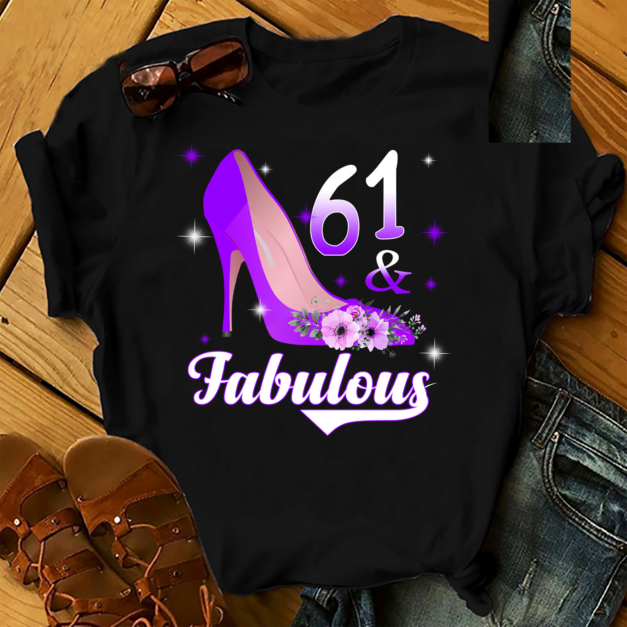 61 And Fabulous – Shirts Women, Birthday T Shirts, Summer Tops, Beach T Shirts