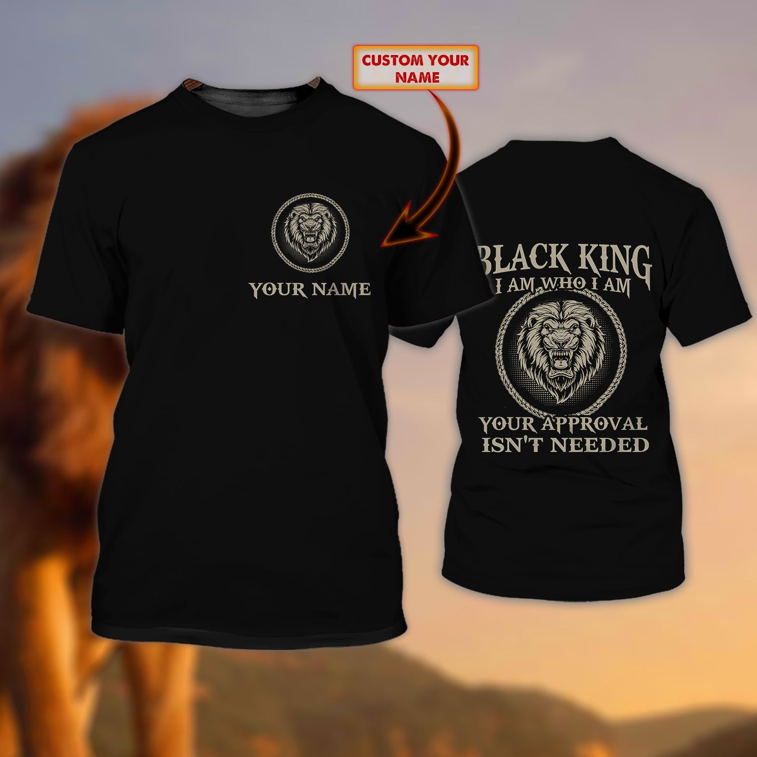 Black King – Personalized Name 3D Tshirt – Dah