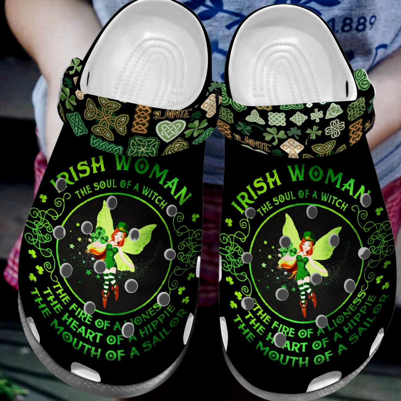 Irish Personalized Clog, Custom Name, Text, Color, Number Fashion Style For Women, Men, Kid, Print 3D Irish Woman