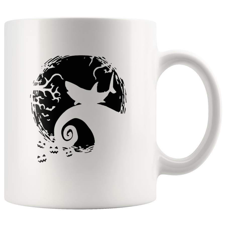 Shark Nightmare Before Christmas Moon Halloween Gift White Coffee Mug