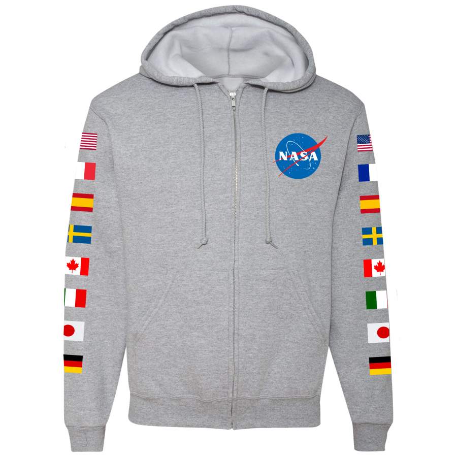 sweatshirt with flags on sleeves