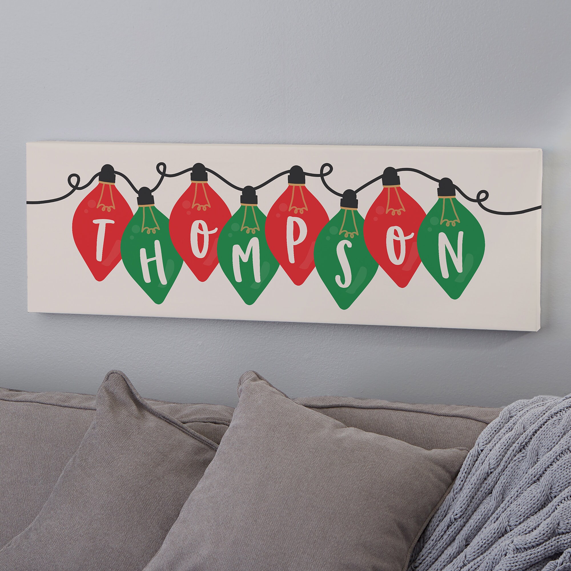 Holiday Lights Personalized Christmas Canvas Print, Personalized Christmas Decor, Christmas Home Decor, Holiday Decor, Wall Decor