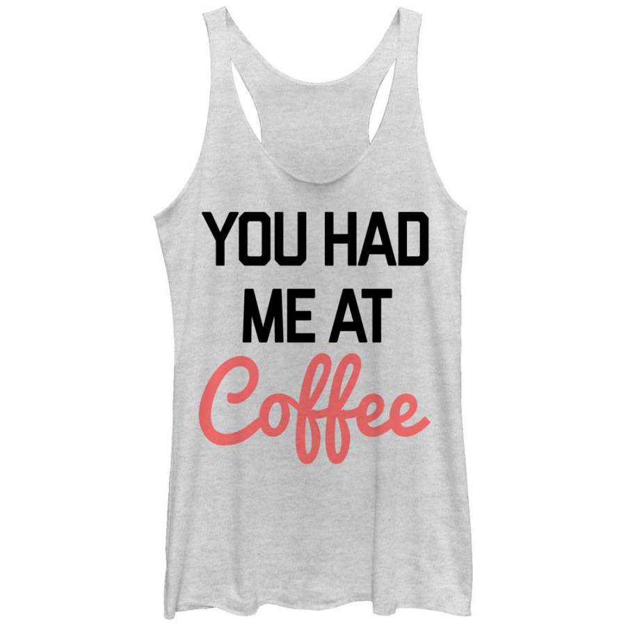 CHIN UP Women’s You Had Me at Coffee  Racerback Tank White Heather