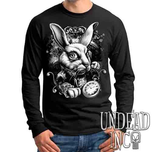 Alice In Wonderland White Rabbit Black & Grey – Mens Long Sleeve Tee