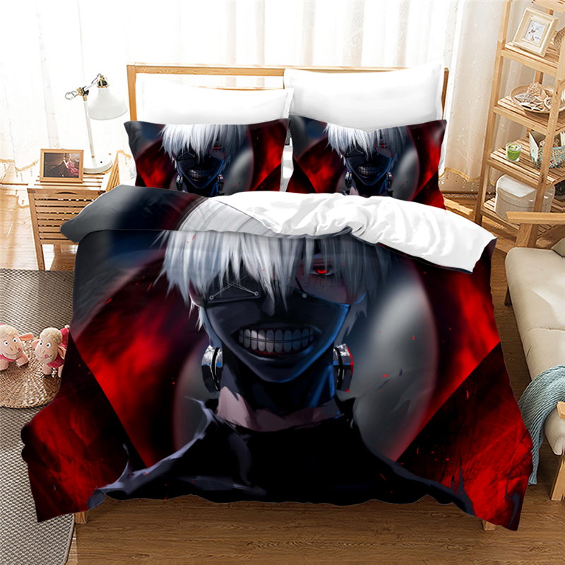 Tokyo Ghoul Anime Pattern 3D Duvet Cover Set With Pillowcase Bedding Set Single Double Twin Full Queen King Size For Home Decor