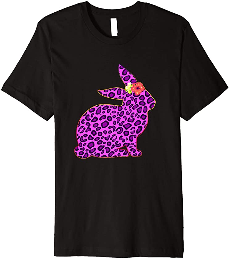 Easter Bunny Rabbit Purple Leopard Animal Print Girls Women Premium T-Shirt