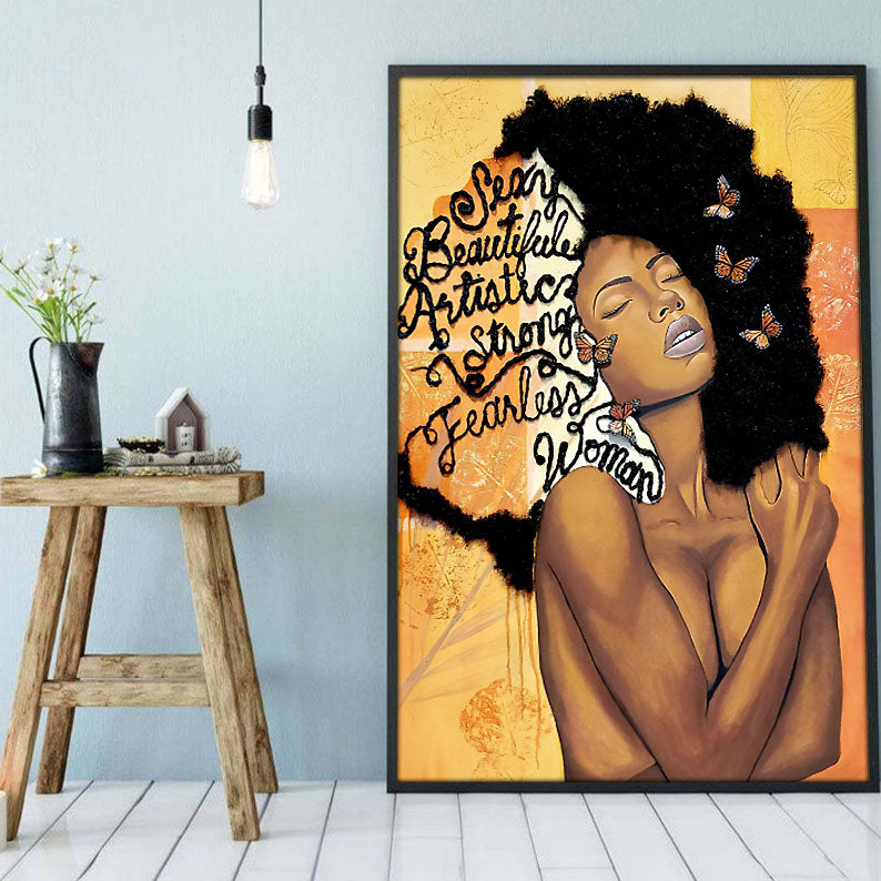 Black American Canvas Art Adorable Black Poster Print Black Queen Afro Man Alluring Canvas Home Decoration