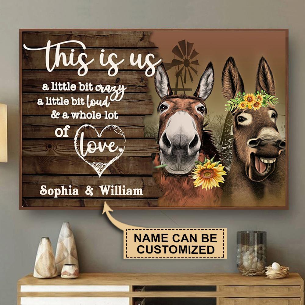 Aeticon Gifts Personalized Donkey Broken Wood A Little Bit Canvas Mom Dad Gift Home Decor