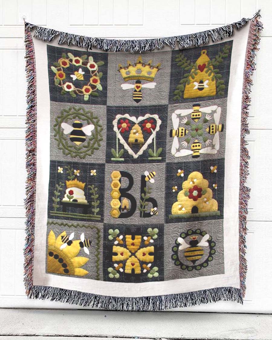 Woven Throw For Animal Lovers Christmas Gift, Blessed Bee, Cotton Blanket