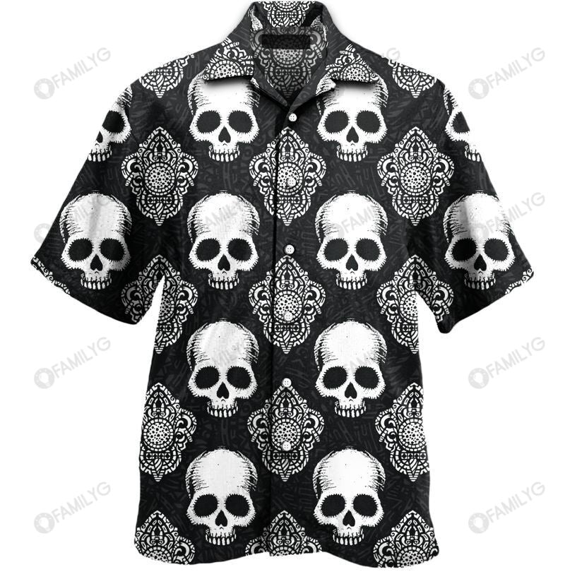 White Skull Art – Skull Unisex Hawaiian Shirt Summer Hawaiian For Men, Women, Couple