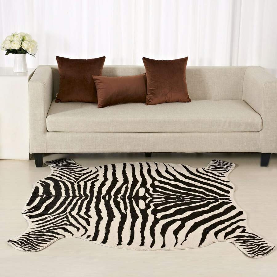 Zebra/Cow Printed Carpet PV Velvet Imitation Leather Rugs Animal