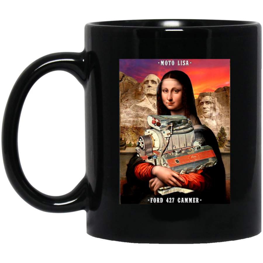 V8 Moto Lisa 427 Cammer Vintage Mona Lisa Mt Rushmore 11 oz Mug