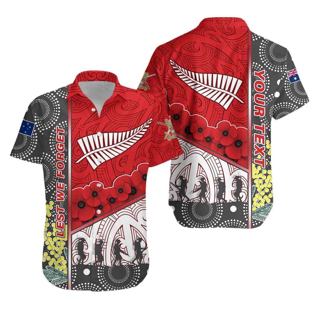 (Custom Personalised) Anzac Day – Lest We Forget Hawaiian Shirt Australia Indigenous And New Zealand Maori – Red