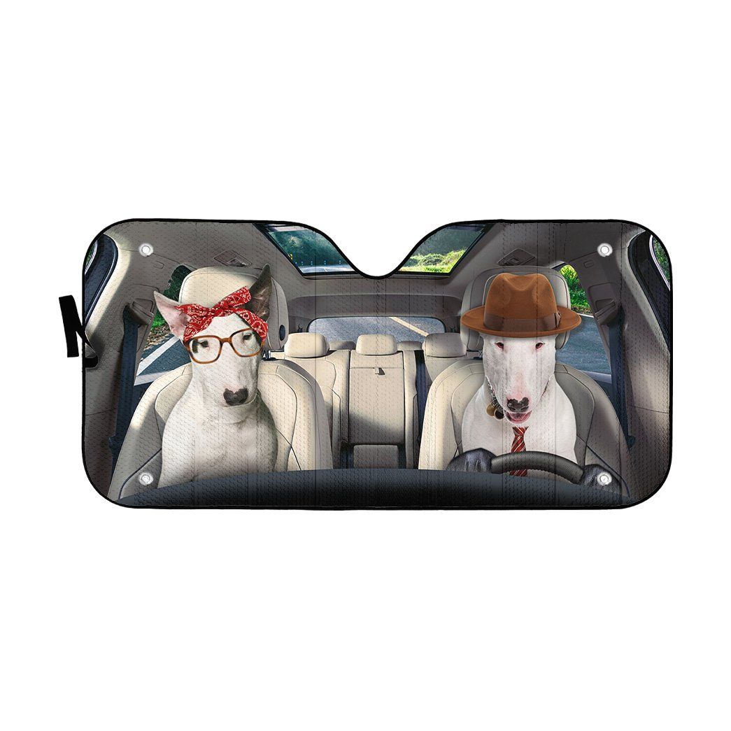 Gearhuman 3D Bull Terrier Couple Dog Auto Car Sunshade