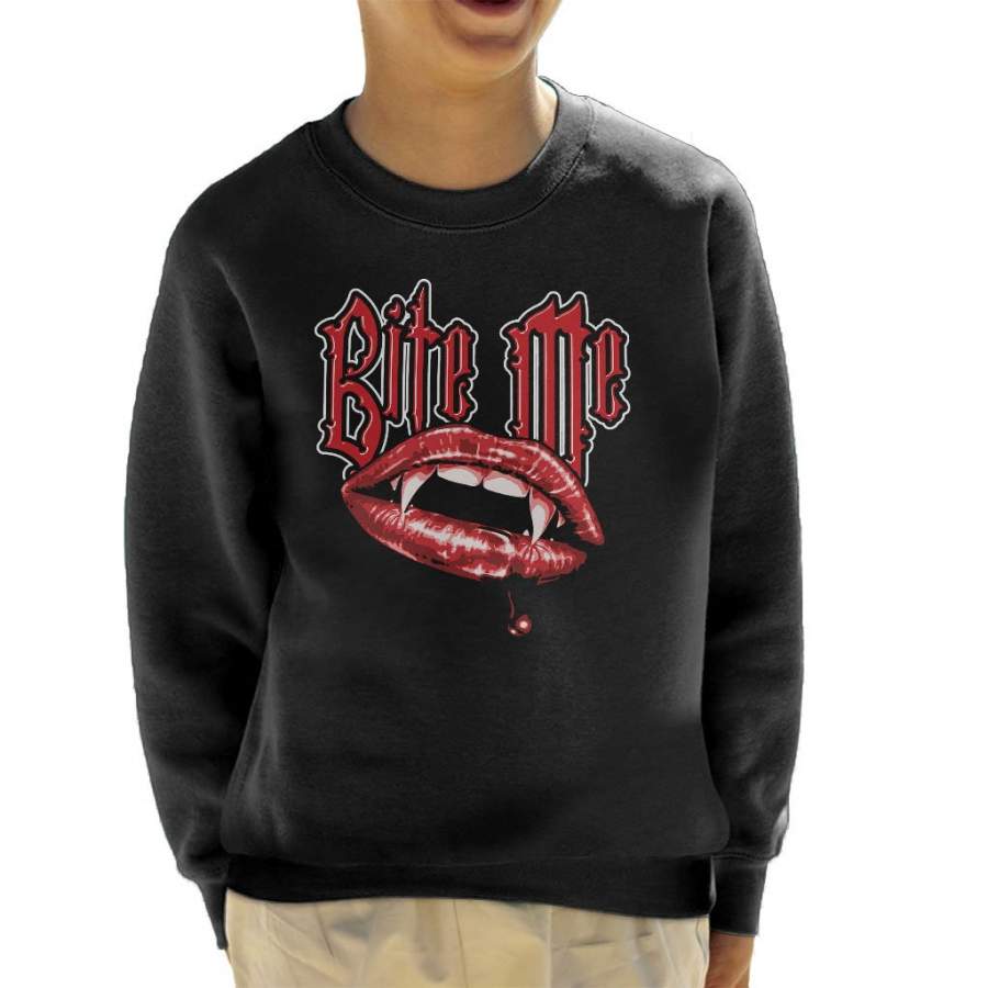 Bite Me Vampire Fangs Kid’s Sweatshirt