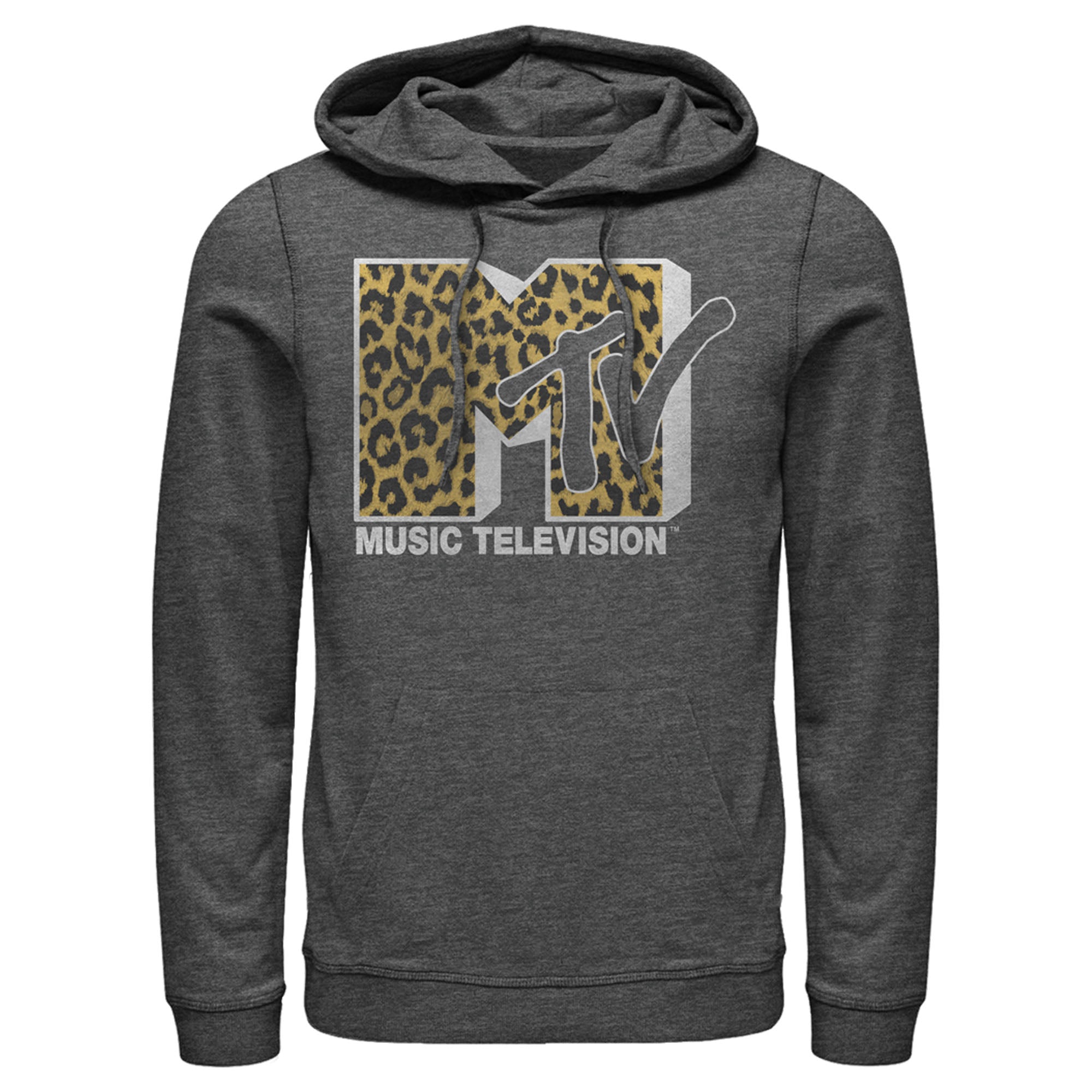 Mtv Men’S Cheetah Print Logo  Pull Over Hoodie