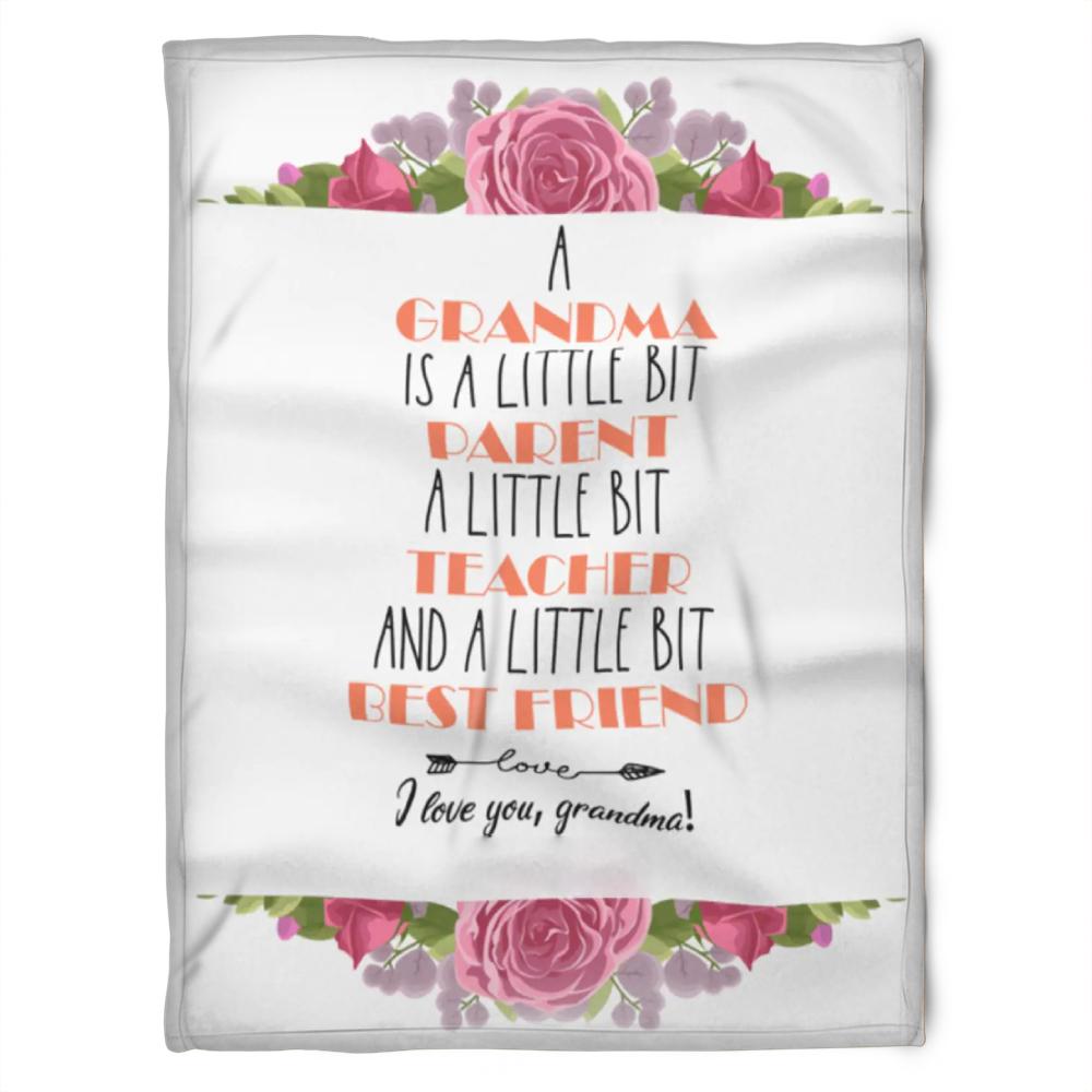 To My Grandma Is A Little Bit Parent A Little Bit Teached Fleece Blanket Gift For Grandparents Gift From Granddaughter Gift For Grandson Home Decor Bedding Couch Sofa Soft And Comfy Cozy