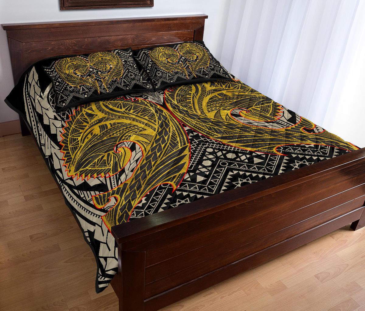 Polynesian Quilt Bed Set - Polynesian Maori Tattoo Wolf - TattoosCafe
