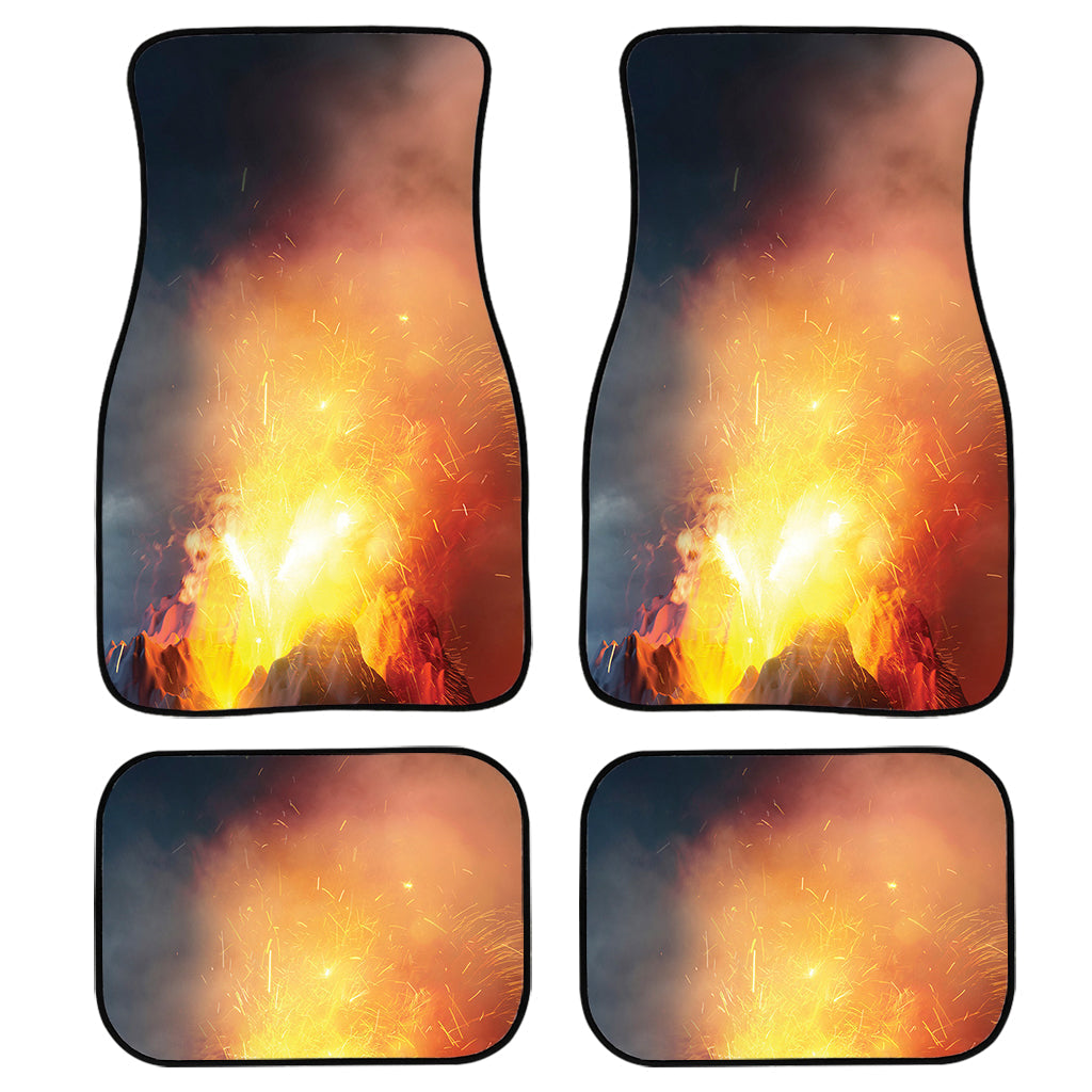 Volcano Eruption Print Front And Back Car Floor Mats, Front Car Mat