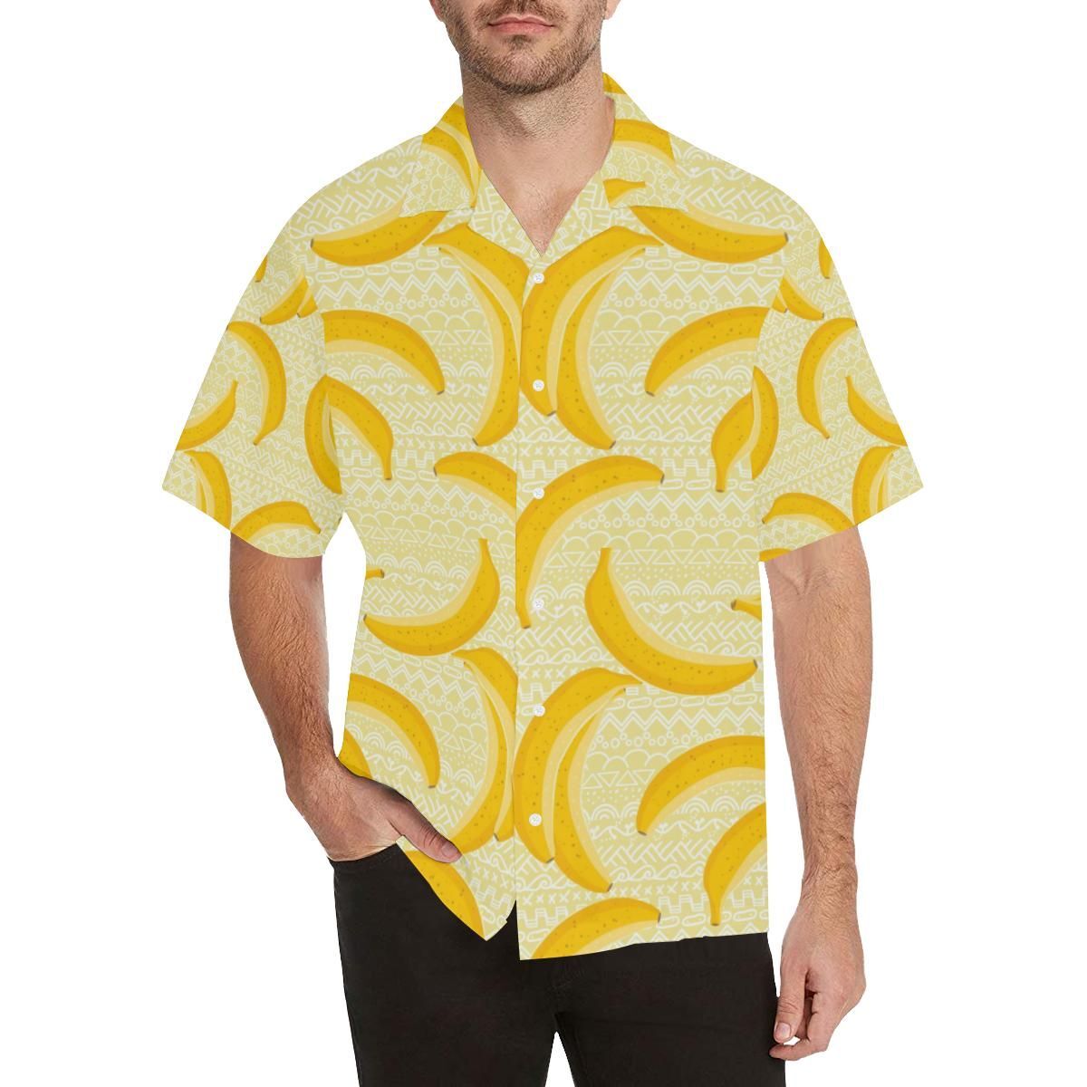 Banana Pattern Tribel Background Men’S All Over Print Hawaiian Shirt