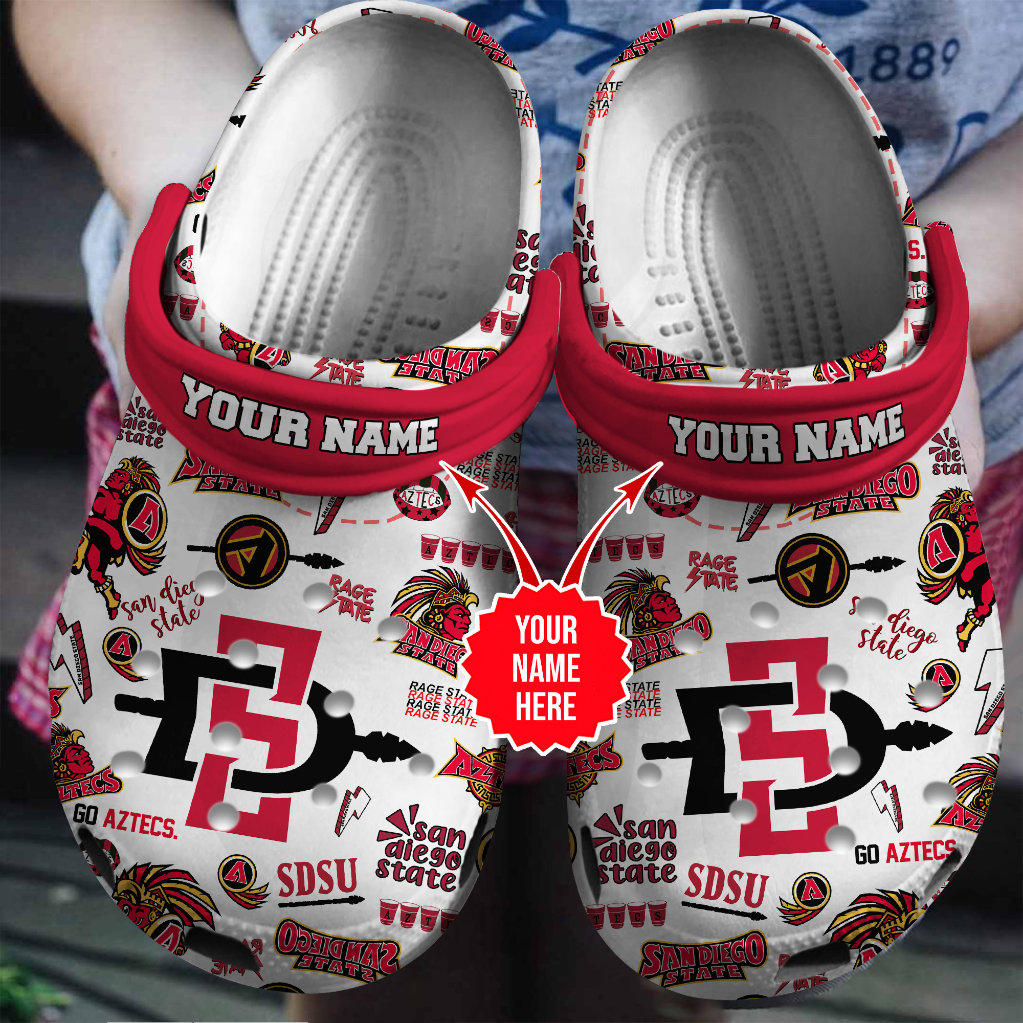 San Diego State Aztecs NCAA Sport Crocs Crocband Clogs Shoes Comfortable For Men Women and Kids 3