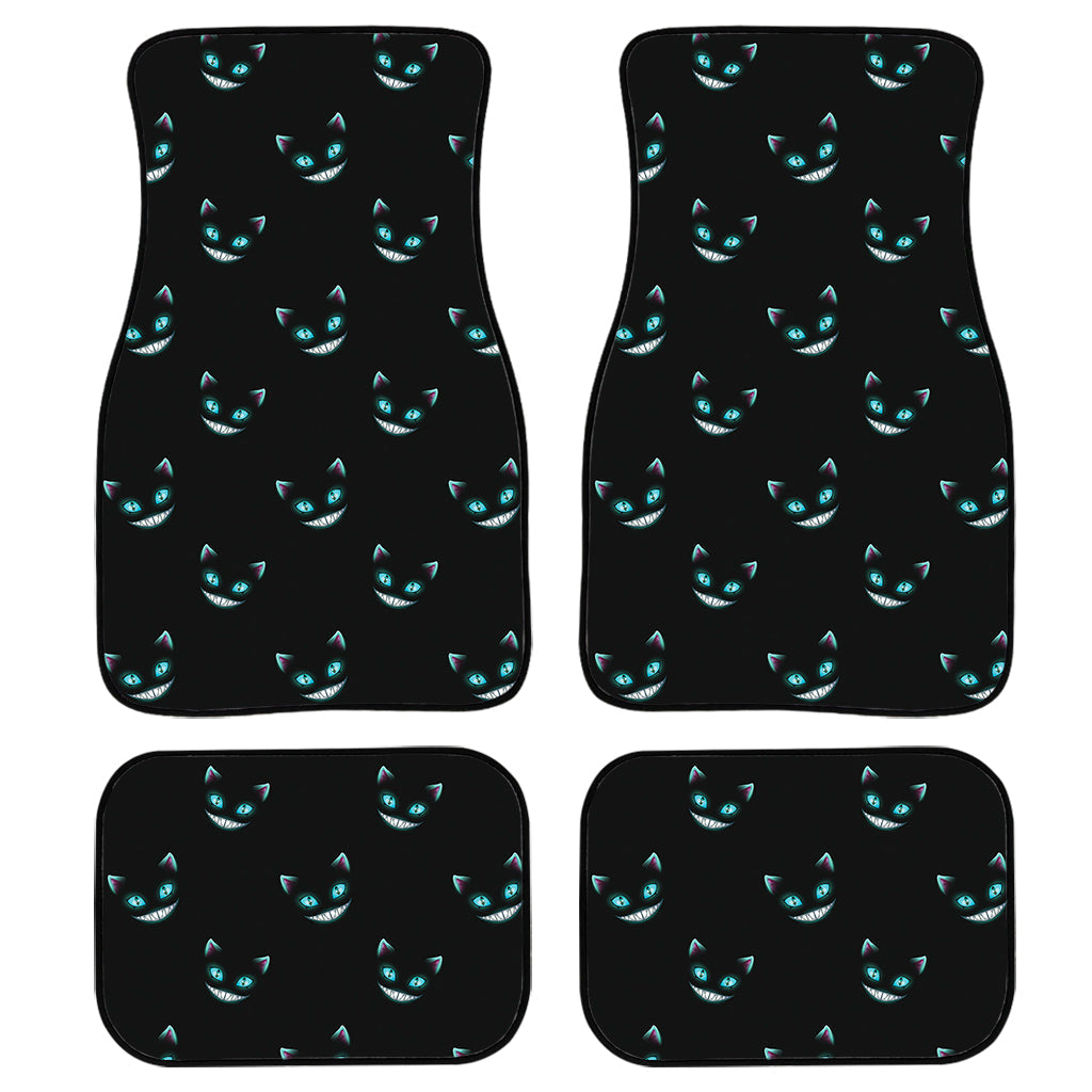 Black Cheshire Cat Pattern Print Front And Back Car Floor Mats, Front Car Mat