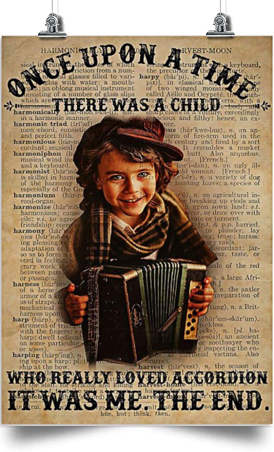 Boy And Accordion Vertical Poster-Once Upon A Time-Home Decoration Poster, Wall Poster, Home And Room Decoration, Gifts For Friends And Relatives, Souvenirs.