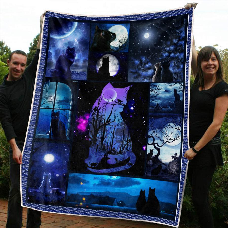 Mysterious Moon & Cat Blanket Cat Print Blanket Cats Gifts Design