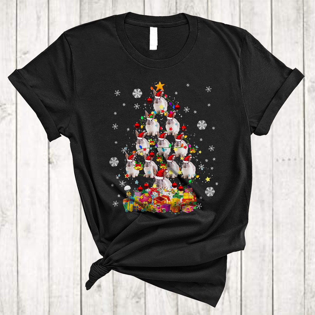 Santa Bunny Christmas Tree Funny Christmas Lights Xmas Santa Bunny Lover Gifts T-Shirt