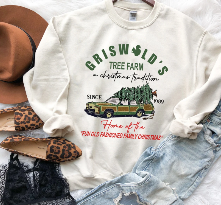 Griswold’S Tree Farm Christmas, Fun Old Fashioned Family Christmas, Christmas Sweatshirt, Trendy Christmas Sweatshirt