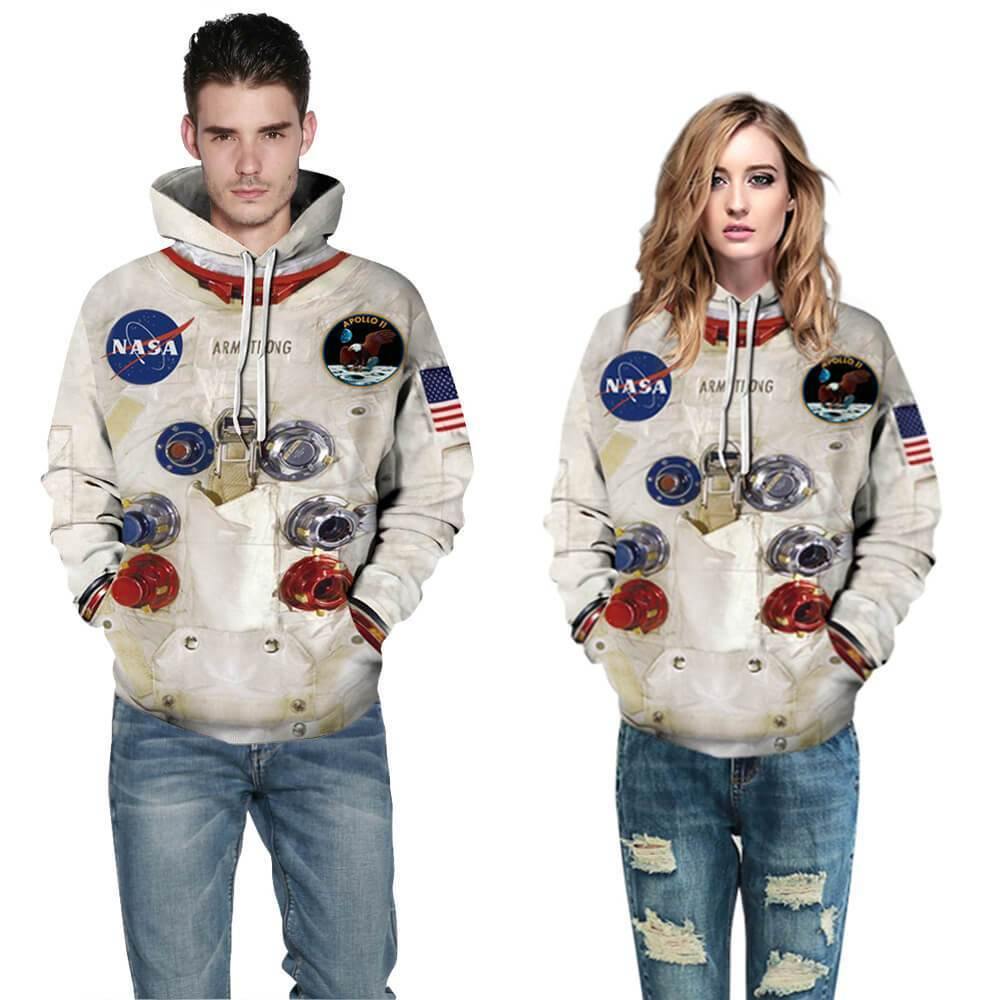 Adult Women Casual Astronaut Spacesuit Outfits Halloween 3D Armstrong Space Pullover Hoodies Sweatshirt