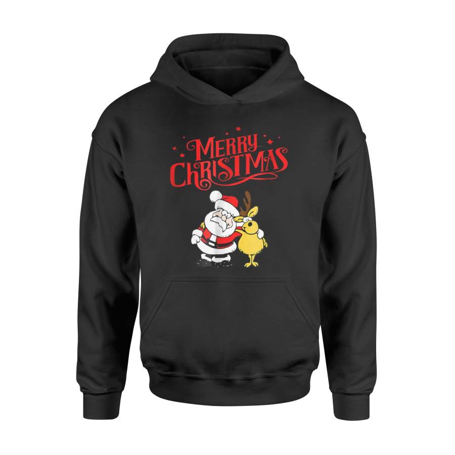 Christmas  With Santa Claus  His Best Reindeer   Hoodie