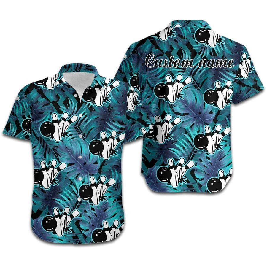 Hawaii Aloha Shirts Bowling Tropical Leaves Custom Name Ha14771