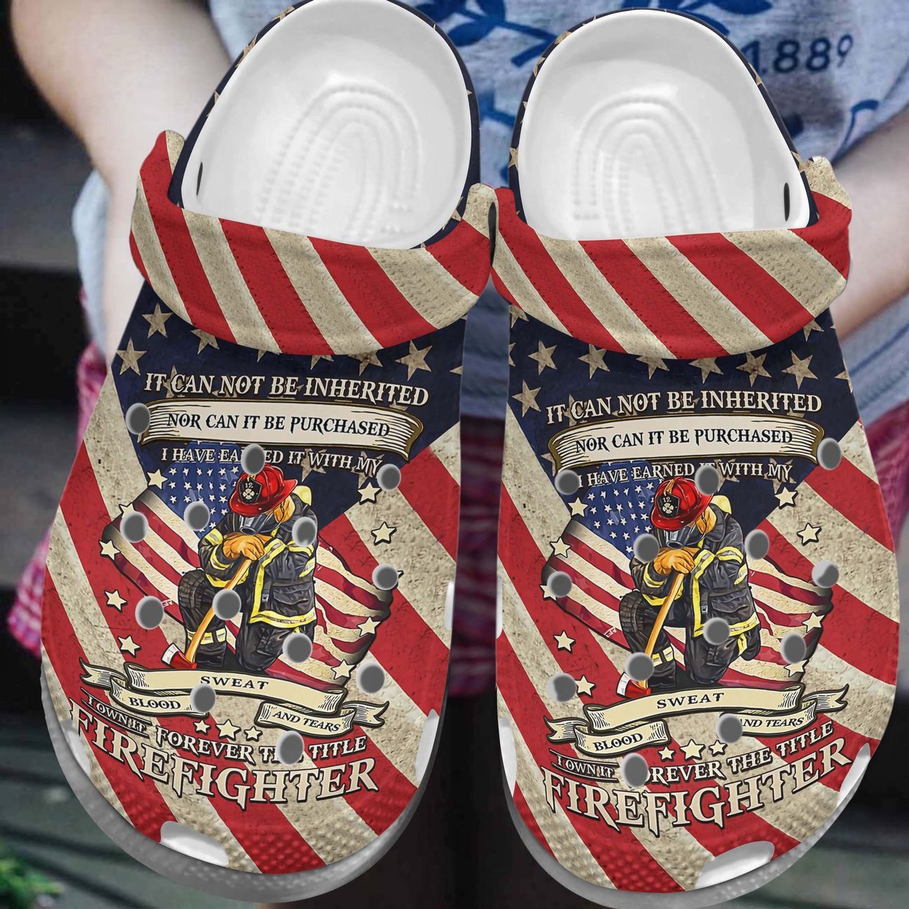 Firefighter Personalized Clog, Custom Name, Text, Color, Number Fashion Style For Women, Men, Kid, Print 3D Blood Sweat And Tears