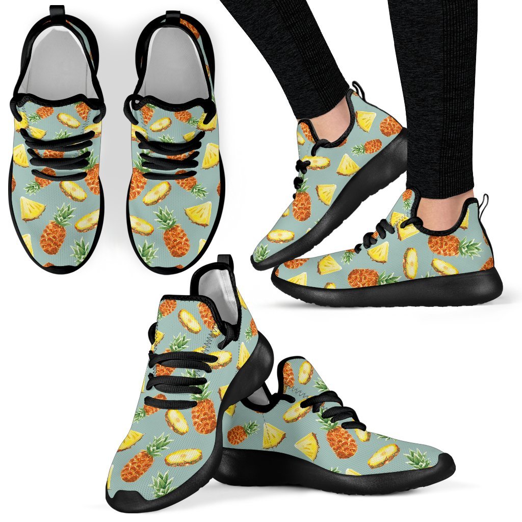 Watercolor Pineapple Pattern Print Mesh Knit Shoes