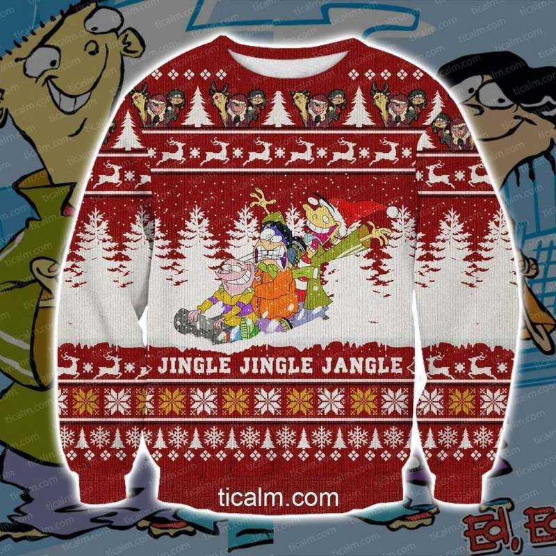 Ed, Edd n Eddy Knitting Pattern 3D Print Ugly Christmas Sweatshirt T-Shirt