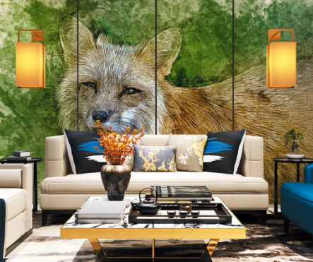 3D Watercolor Animal Fox Wall Mural Wallpaper Lqh 316